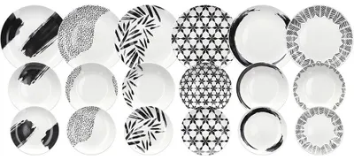 Image de Tognana Porcellane MC070185974 Set de vaisselle 18 pièce(s) Porcelaine Noir, Blanc