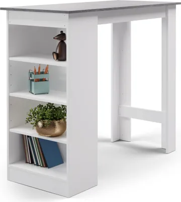 Produktbild von Klarstein Bartisch, Stehtisch für Küche, 110cm Massivholz Tisch, Bistro & Bar Stehtisch Rechteckig, Kleiner Holz-Bartisch, Hochtisch mit 3 Verstellbaren Regalen, Melamin Beschichtung, Esstisch Klein