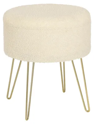 Produktbild von Runder Hocker mit Stauraum - Sitzhocker - Stoffbezug - 39 x 44 cm - Beige