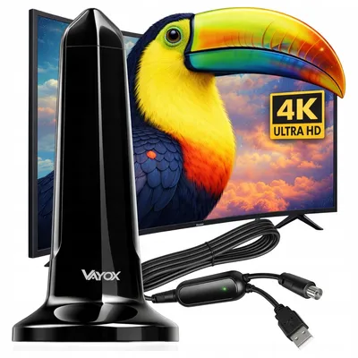 Zdjęcie produktu dla Vayox Antena TV DVB-T/T2 VA0127 | 4K | LTE | Przewód 3 m | Czarna
