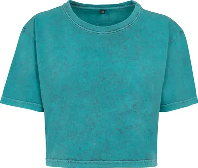 Produktbild von Build Your Brand BY054 | Damen Acid Washed Cropped Tee - Farbe: Teal Black - Größe: M