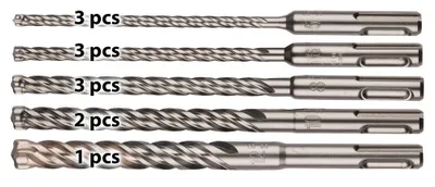 Immagine prodotto di Set di punte Makita NEMESIS II SDS-PLUS da 12 pezzi con punta a quattro taglienti per calcestruzzo B-59025