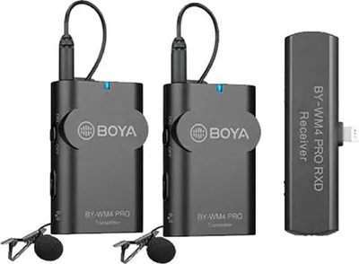 Zdjęcie produktu dla Boya BY-WM4 Pro-K4 Podwójny bezprzewodowy mikrofon lavalier dla iOS 2,4 GHz