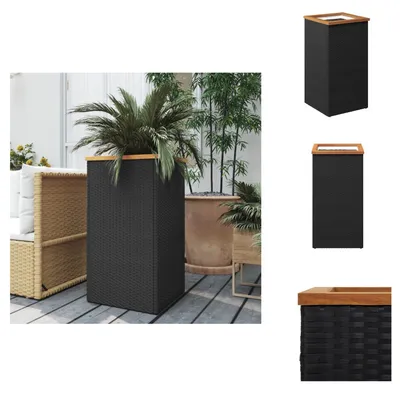Produktbild von vidaXL Pflanzkübel Schwarz 40x40x80 cm Poly Rattan - Blumentöpfe & Pflanzgefäße