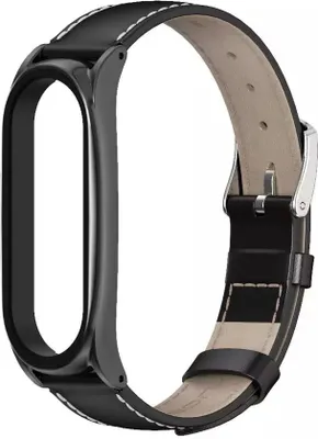 Produktbild von Strap-it Xiaomi Mi Band 6 Lederarmband (Schwarz)