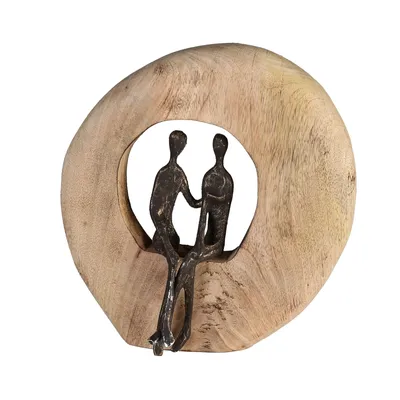 Zdjęcie produktu dla Gilde Skulptur, rund, "Paar", Paarmotiv, Aluminium, Mangoholz, naturfarben, VE 1, L. 7 cm, B. 23.5 cm, H. 25 cm 71904 4001250719045
