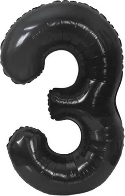 Zdjęcie produktu dla Balon foliowy, cyfra 3, czarne matowe, 85 cm