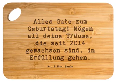 Produktbild von Mr. & Mrs. Panda Holzbrett Spruch 2014 Geburtstag Wünsche - Transparent - Geschenk, Schneidebrett, Geburtstagserinnerungen, herzlicher Geburtstagsgruß, Happy Birthday