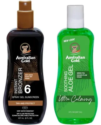Productafbeelding van Australian Gold spraygel met bronzer SPF6 + Soothing Aloe aftersun gel Bruiningsset