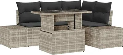 Immagine prodotto di Set di divani da giardino vidaXL, 5 pezzi, color grigio chiaro, in rattan sintetico