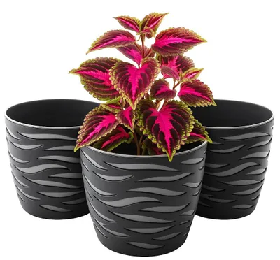 Productafbeelding van Set van 3 plantenpotten met decoratieve mand
