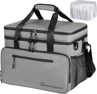 Produktbild von Kühltasche - Isolierte Weichkühltasche - 48 Dosen - Auslaufsicher - 2 Fächer - Isolierabdeckung - Für Camping/Wandern/Picknick - Schwarz