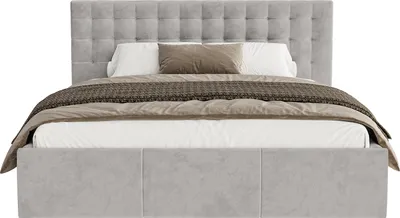 Productafbeelding van FEDVE gestoffeerd bed Lindos, bekleed met fluweel, 120x200 cm, lichtgrijs