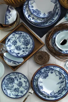 Produktbild von Hermia Concept, Kütahya Porselen,(24 ks), Večera , Modrá,Biela, 100% porcelán