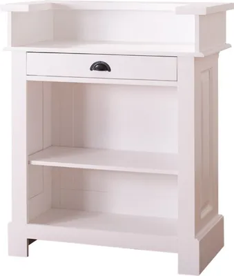 Produktbild von Casa Padrino Landhausstil Theke Weiß 90 x 51 x H. 107 cm - Massivholz Thekentisch mit Schublade