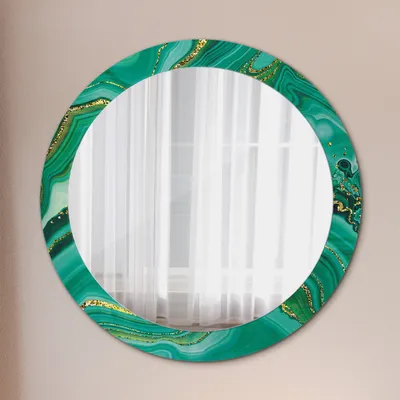 Produktbild von Wohnzimmer Spiegel - Badezimmerspiegel Wandspiegel zum Schlafzimmer – Schminkspiegel - Achat Jaspis Marmor - Rund: Ø80cm
