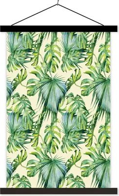 Produktbild von MuchoWow® Textilposter Muster - Vintage - Tropisch 120x180 cm mit schwarzem Rahmen - Fotos