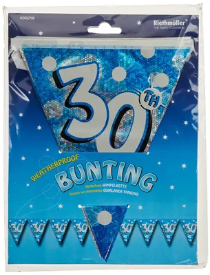 Blaue Glitzer-Party-Wimpelkette 4 m, 30 Flaggen