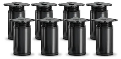 Produktbild von 8er Set sossai moderne runde Möbelfüße in Schwarzmatt 60mm höhenverstellbar Schrankfüße Sockelfüße