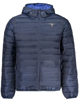 Produktbild von Blaue Herrenjacke mit Kapuze und Stickerei - Leicht und Funktional