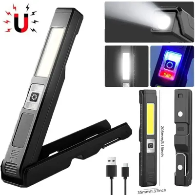 Produktbild von COB-LED-Arbeitsleuchte mit Magnetfuß, 180°-Klappfunktion, 3 Lichtmodi und USB-C-Aufladung für Werkstatt und Outdoor