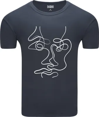 Produktbild von Diarbo Herren T-Shirt mit Abstraktes Druck Gesichtsporträt Dunkelgrau Gr.S
