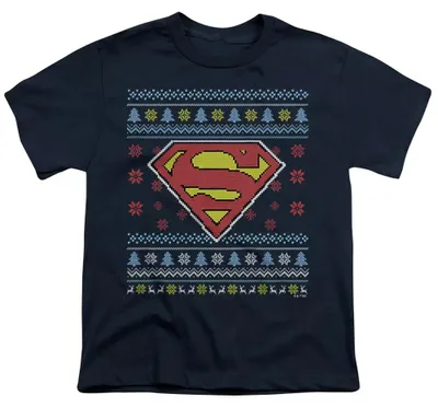 Image de Superman - T-shirt "Noël ringard" pour enfants, modèle TV36747 (taille 140-146), couleur marine