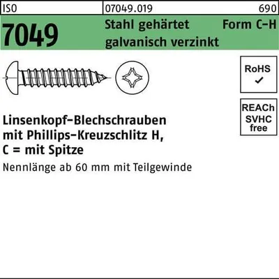Produktbild von Reyher  Blechschrauben ISO 7049 St. 5,5x45 -C-H vz 070490190055045 (250 Stück)
