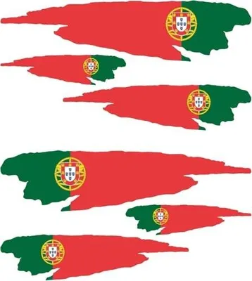 Zdjęcie produktu dla Naklejki flaga portugalia samochodowe winylowe zestaw 6 szt