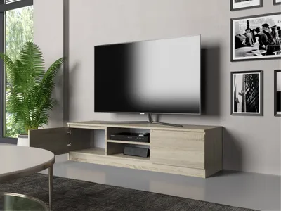 Produktbild von CDF TV-Schrank 140 | Farbe: Eiche Sonoma | Moderner Fernsehtisch | Ablagen für Audio-/Videogeräte | Stauraum für Kleinigkeiten