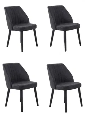 Image de Ensemble de 4 chaises, couleur gris et noir, design moderne et élégant, fauteuils rembourrés, idéal pour une salle à manger, Image générée par une IA