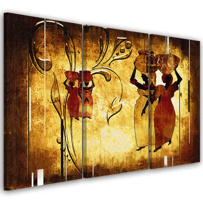 Produktbild von Triptychon auf leinwand abstraktionen - braun 120x80 cm Feeby braun wandbild bereit zum aufhängen