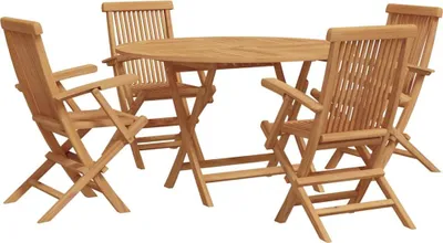 Productafbeelding van Eetset voor de tuin, 5-delig, bruin, massief teakhout