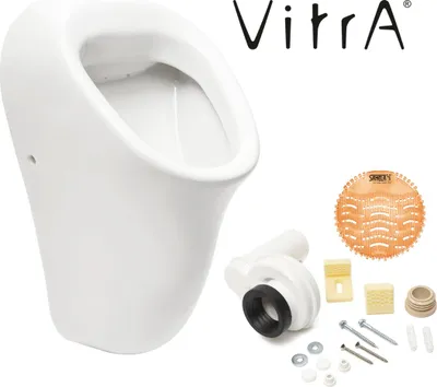Produktbild von VitrA Urinal Zulauf von hinten Abgang variabel Pissoir mit Montageset, Urinalsieb und Siphon