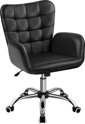 Produktbild von Yaheetech Bürostuhl Ergonomischer Schreibtischstuhl Arbeitsstuhl mit Armlehne und Rollen Drehstuhl Bürohocker höhenverstellbar Polsterstuhl Schwarz