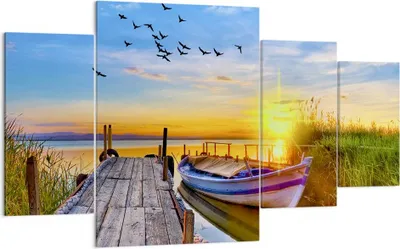 Produktbild von Bild auf Leinwand - Leinwandbild - See Boot Wasser - 160x90cm - Wand Bild - Wanddeko - Wandbilder - Leinwanddruck - Bilder - Kunstdruck - Wanddekoration - Leinwand bilder - Wandkunst - DL160x90-3983