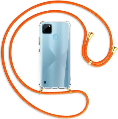 Produktbild von Handykette Backcover-Schutzhülle mit Band (Metall goldfarben) für  Realme C21Y /C25Y - neonorange