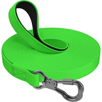 Immagine prodotto di Guinzaglio estensibile per cani, 25 metri, impermeabile, con rivestimento in gomma e moschettone con chiusura di sicurezza, colore verde mela