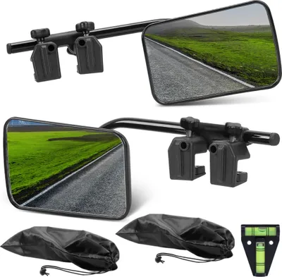 Immagine prodotto di Set di 2 specchi per roulotte 120×180 mm – Specchi universali con cinturini in gomma