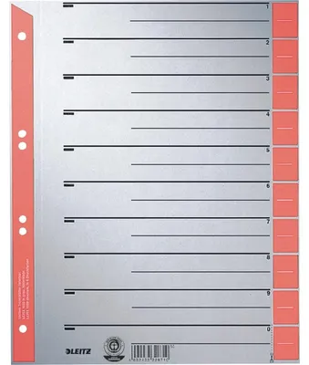 Obrázok produktu pre Leitz 1652-30-25 25 rozdeľovacích hárkov extra širokých A4 červených