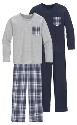 Produktbild von LE JOGGER Pyjama 4 -teilig marine, grau-meliert Größe 158/164