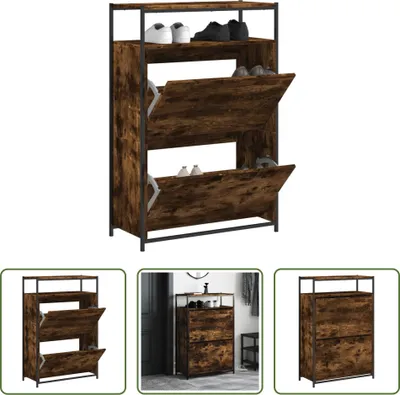 Obrázek produktu pro The Living Store Botník z kouřového dubu 75x34x112 cm Materiál na bázi dřeva