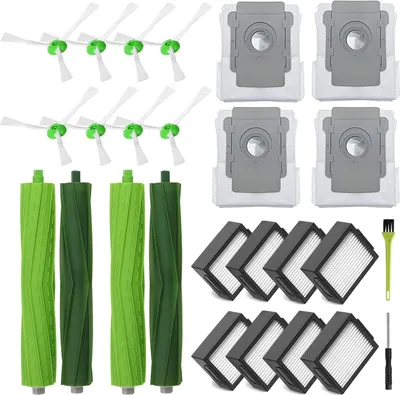 Produktbild von Roomba i7 i7+ i3 i3+ i4 i4+ i6 i6+ i8 i8+ j7 E5 E6 E7, Enthalten 4 Gummibürsten, 8 Filter, 8 Seitenbürsten, 4 Staubbeutel