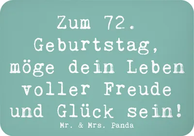 Produktbild von Mr. & Mrs. Panda magnet Spruch 72. Geburtstag Freude - Meeresbrise - Geschenk, Alles gut zum, haftmagnet, zettelhalter, herzliche Botschaft, Kühlschrankmagnet, Liebe