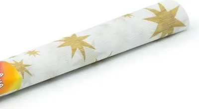 Image de Papier de soie Marszczona 50 x 200 cm blanc avec étoiles dorées