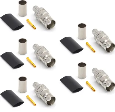 Obrázek produktu pro BNC Buchse LMR240 LMR-240 RG59U RG8X RG-8X HF-Koaxialkabelstecker vernickelt mit vergoldetem Stift (5er-Pack)