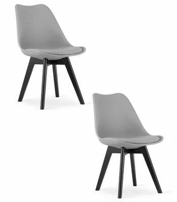 Produktbild von Home Collective 2er Set Esszimmerstuhl Stuhl Wohnzimmerstuhl 2x grau mit Kunststoffbeinen in schwarz, bequemer & stabiler Schalenstuhl