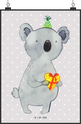 Produktbild von Mr. & Mrs. Panda Bild Koala Geschenk DIN A0 - Grau Pastell - drucke, wanddeko, Party, Geburtstag, Wanddekoration, Kunstdruck, Plakat