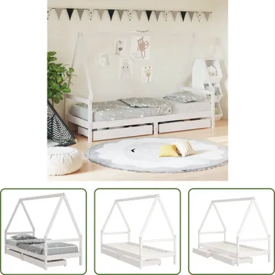 Produktbild von The Living Store Kinderbett mit Schubladen Weiß 80x200 cm Massivholz Kiefer