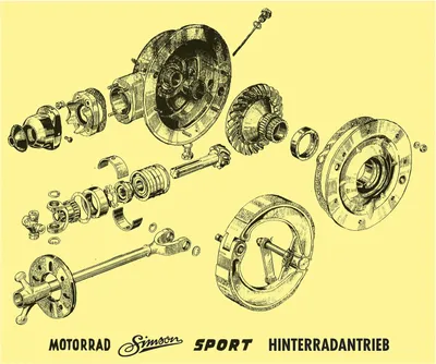 Produktbild von Explosionsdarstellung, Farbposter über Hinterradantrieb - passend für AWO Sport